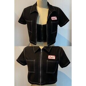 Forever 21 Mechanic Plumber Rockabilly Pin-up Jacket Crop Tank Top Set Size M/L